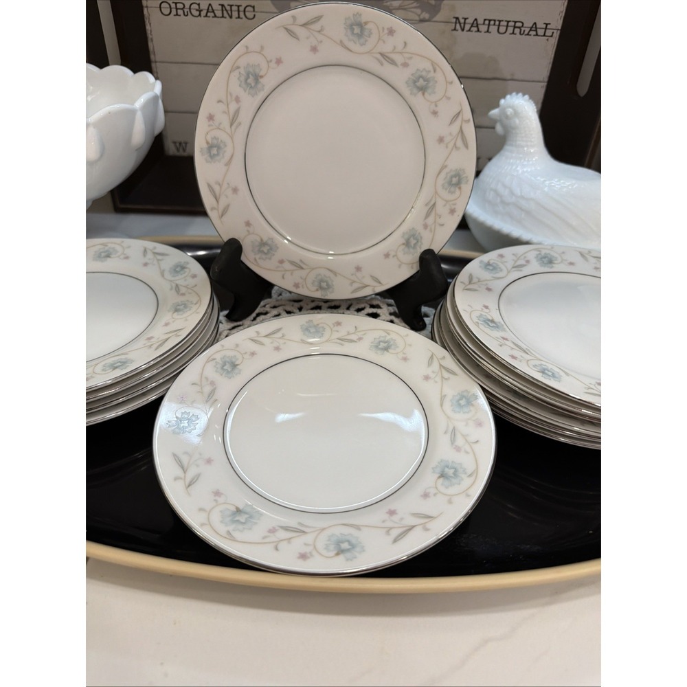 Vintage English Garden Fine Japan Dessert Plates 6.5"Floral Set of 12 Porcelain